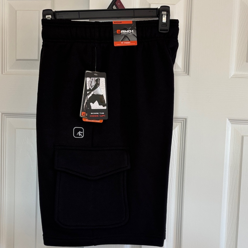 NWT AND1 Basketball Shorts, 10” Insteam Black, Men Small
